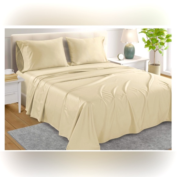 CHATEAU HOME COLLECTION KING SIZE SHEET SET IVORY COLOR 100% 4 PIECE SET - Picture 1 of 9